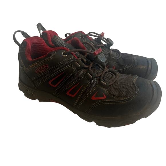 Keen oakridge black/red hiking shoes size 2 - Picture 1 of 6